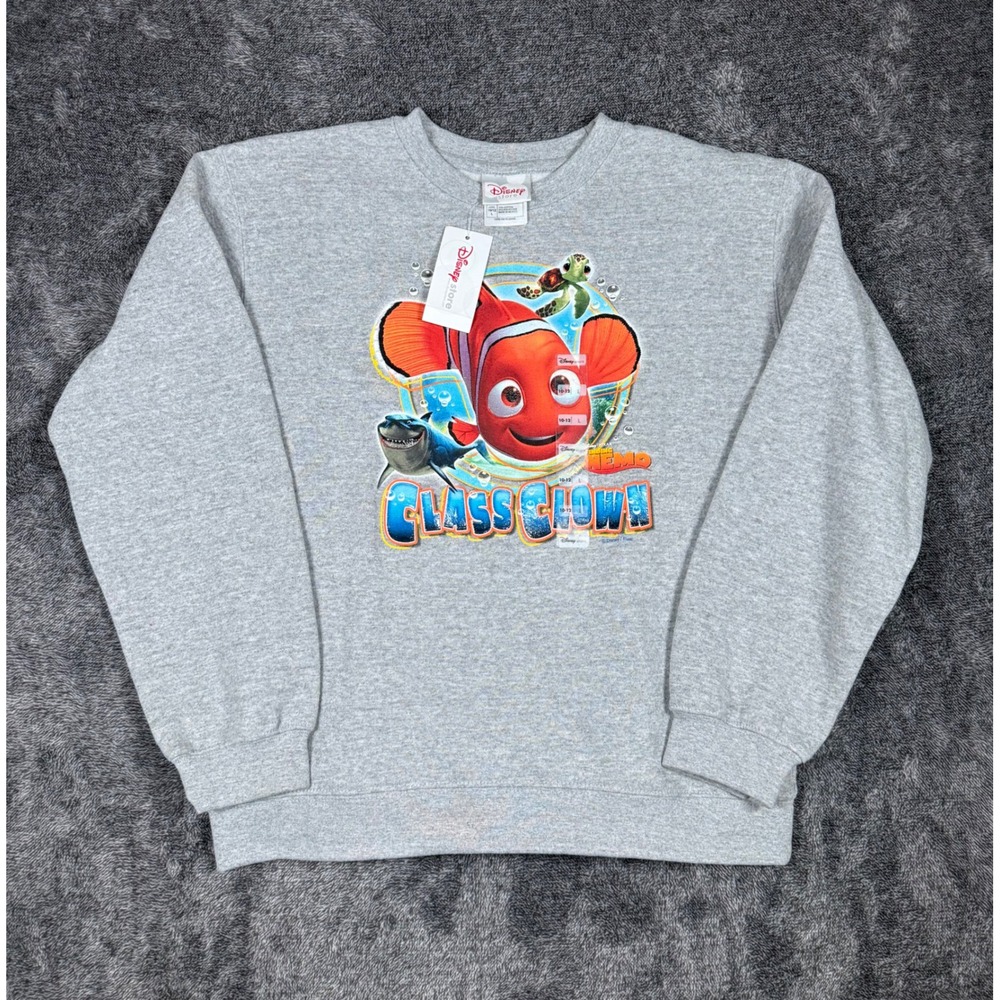 Disney Store Finding Nemo Class Clown Sweatshirt Youth L 10-12 Gray Pixar NWT
